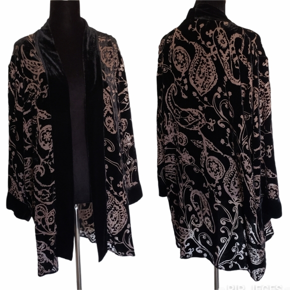 Tops - 2 for $25 velvet sheer paisley cover up shawl
